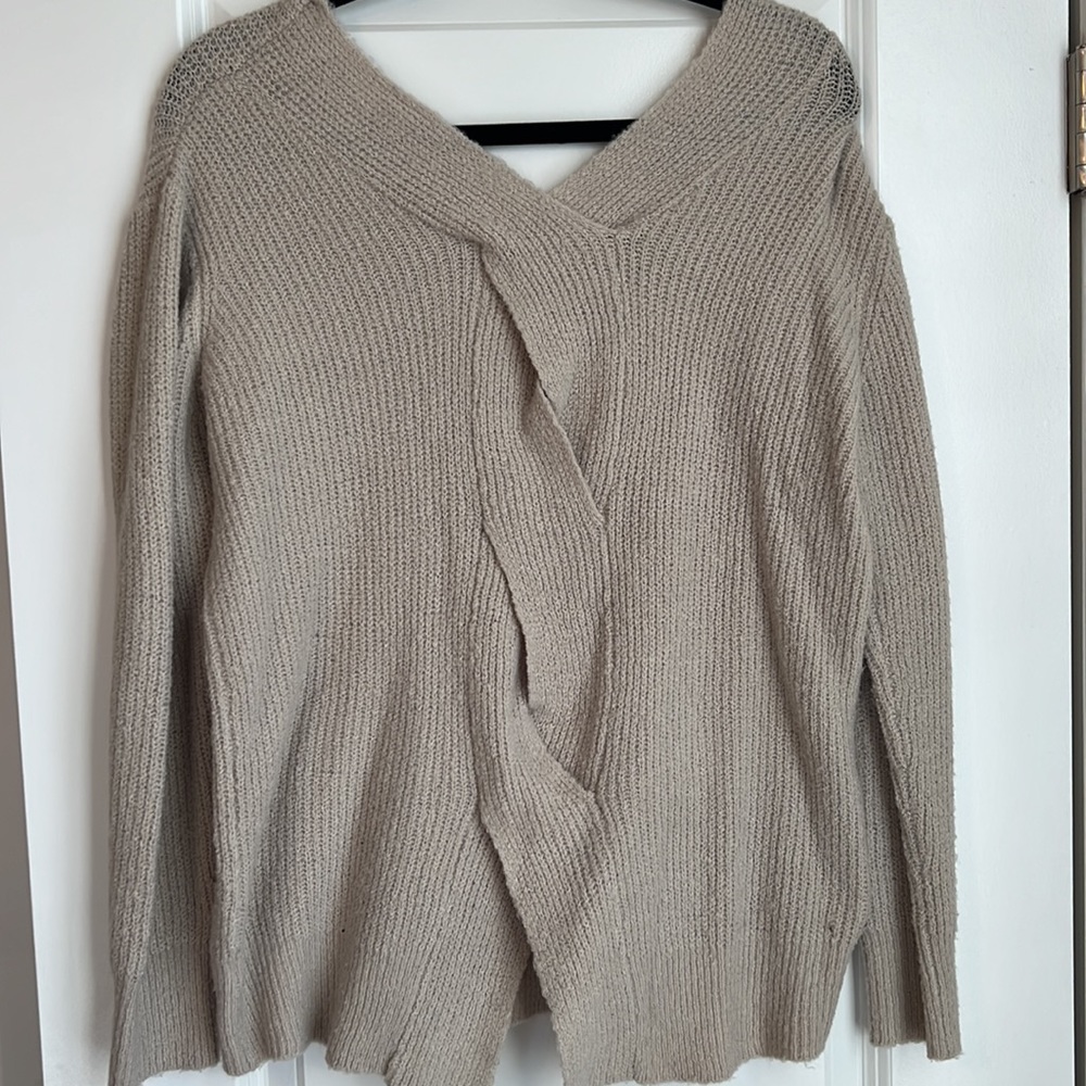 Braid Back Tan Sweater - Picture 2 of 2